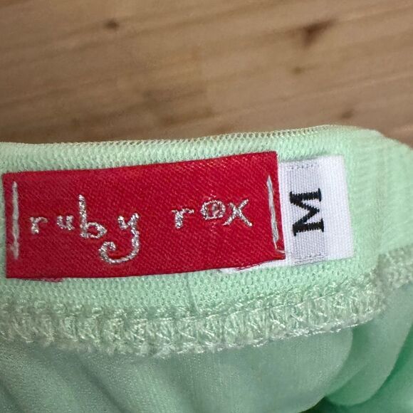 Y2K Ruby Rox Size Small Tinkerbell Green Strapless Mesh Ruched Strapless Dress - Picture 9 of 11